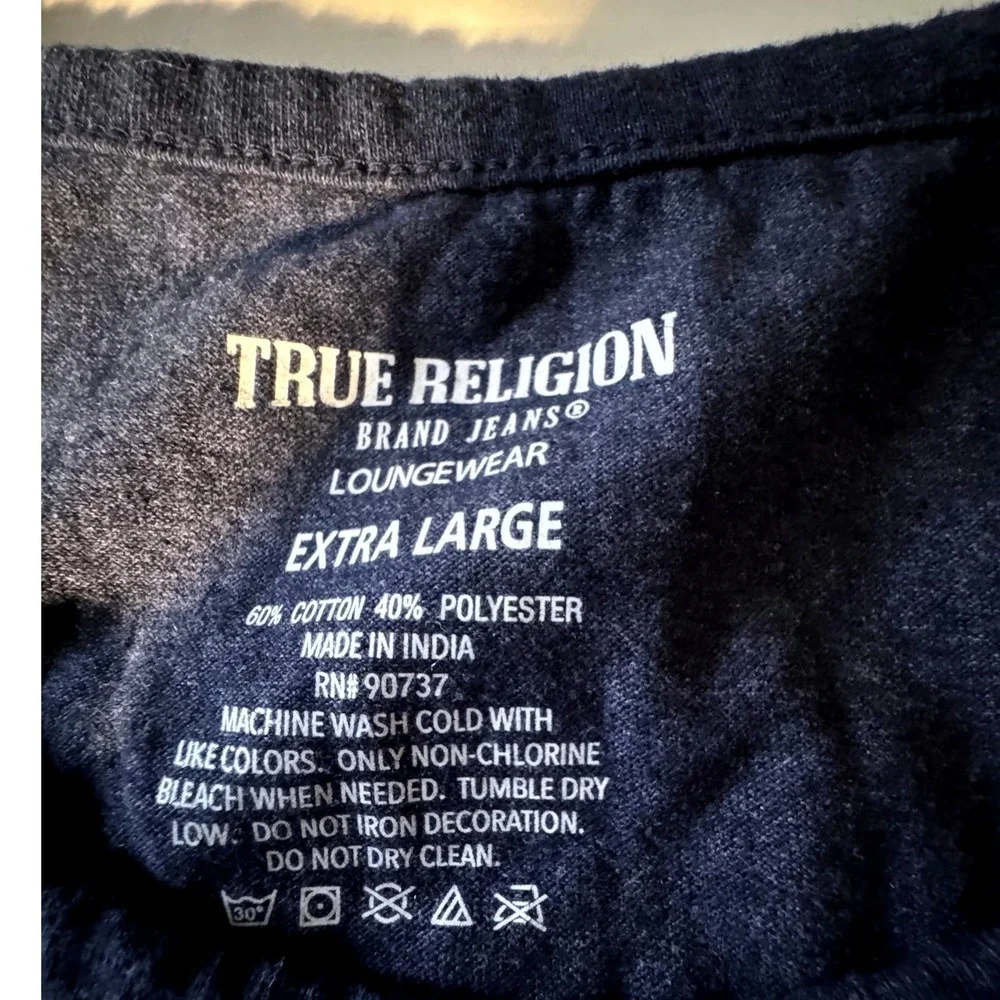 True Religion Mens XL Tank Top Blue Heather Horseshoe Logo Loungewear Sleeveless